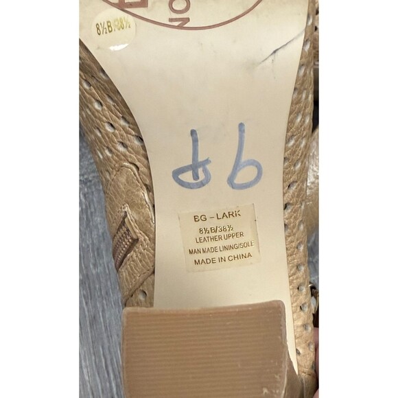 BCBGeneration Booties 8.5 Beige Leather Peep Toe Heeled Ankle Boots Cutout Shoes - Picture 7 of 7